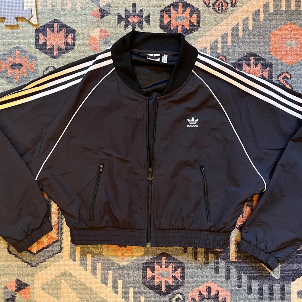 Adidas Originals Cropped Track Jacket - Black & White - Women’s M